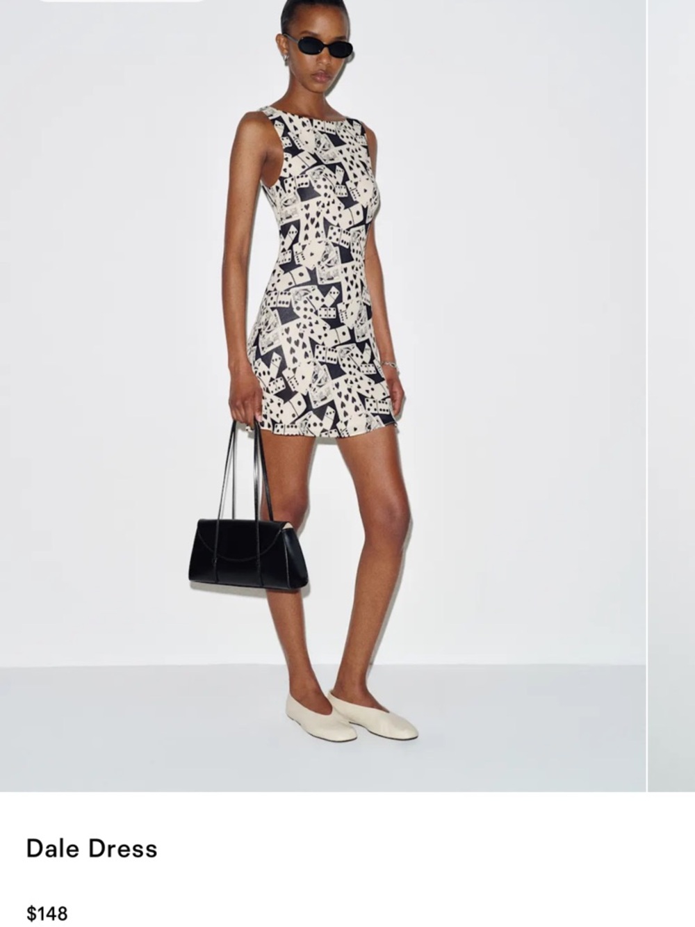 Reformation Dale Sleeveless Mini Dress in Casino (Black & Cream Geometric)